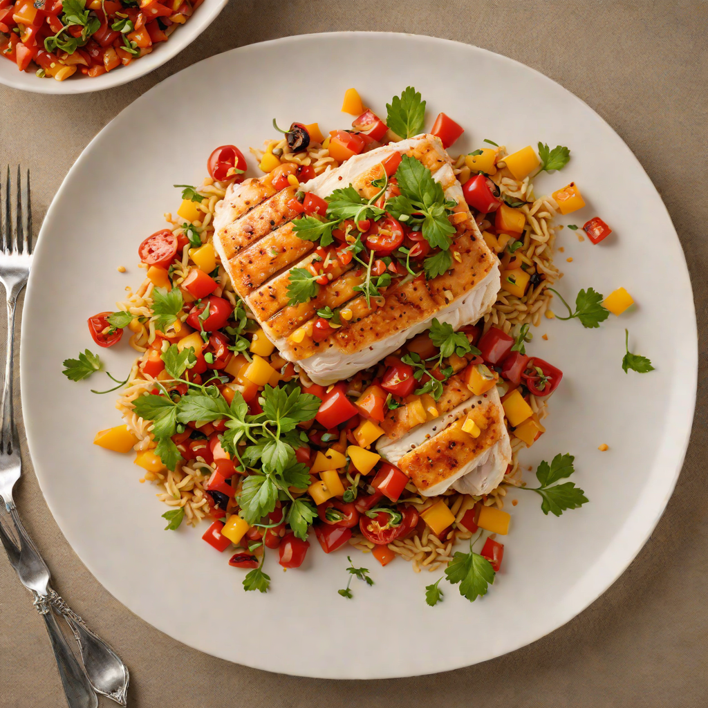 Pan-Seared Chicken with Roasted Bell Pepper and Tomato Relish
