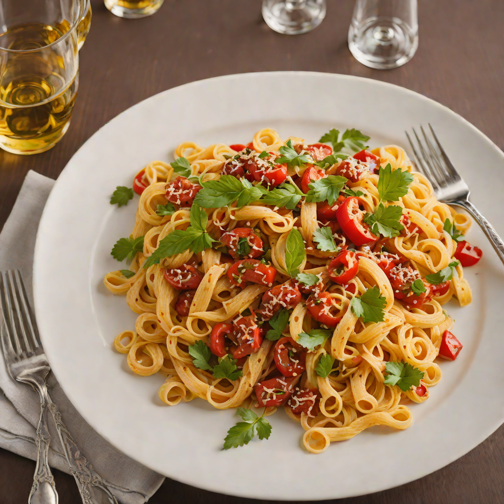 Roasted Red Pepper and Chorizo Pasta with White Wine Sauce