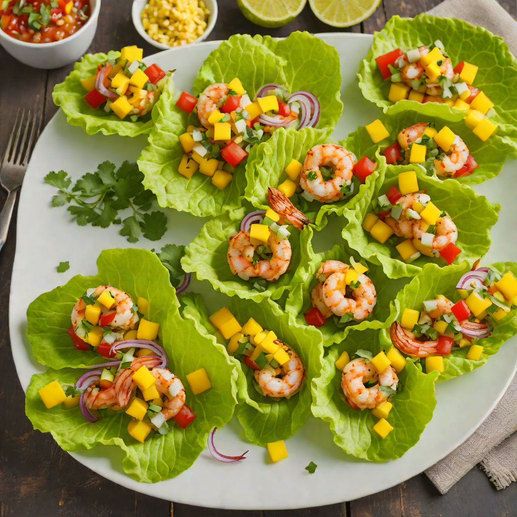 Spiced Tiki-Style Shrimp Lettuce Wraps with Mango Salsa