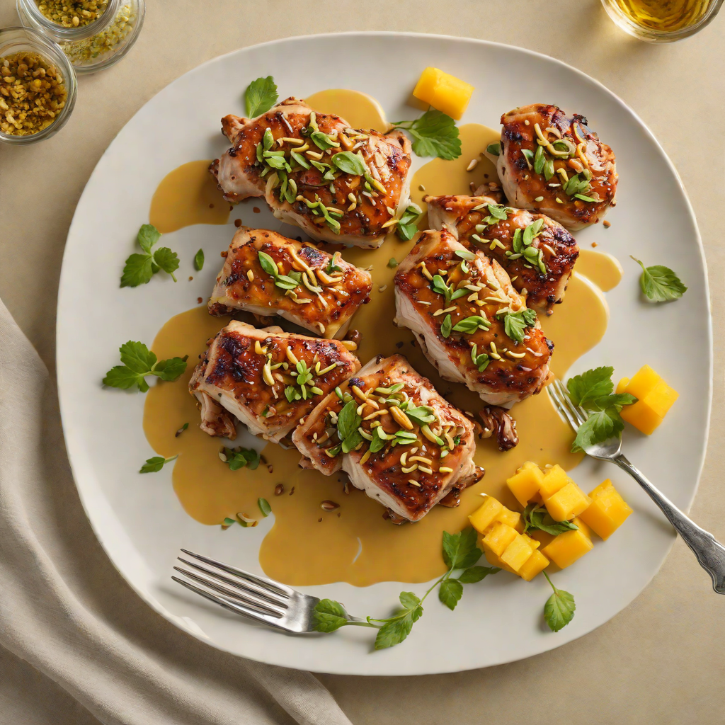 Pecan-Smoked Chicken Thighs with Mango-Pesto Glaze