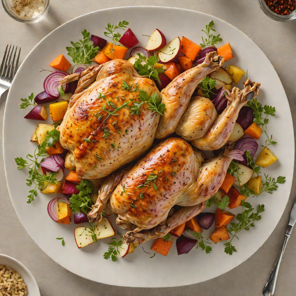 Icy Herb-Rubbed Roast Chicken with Root Vegetables