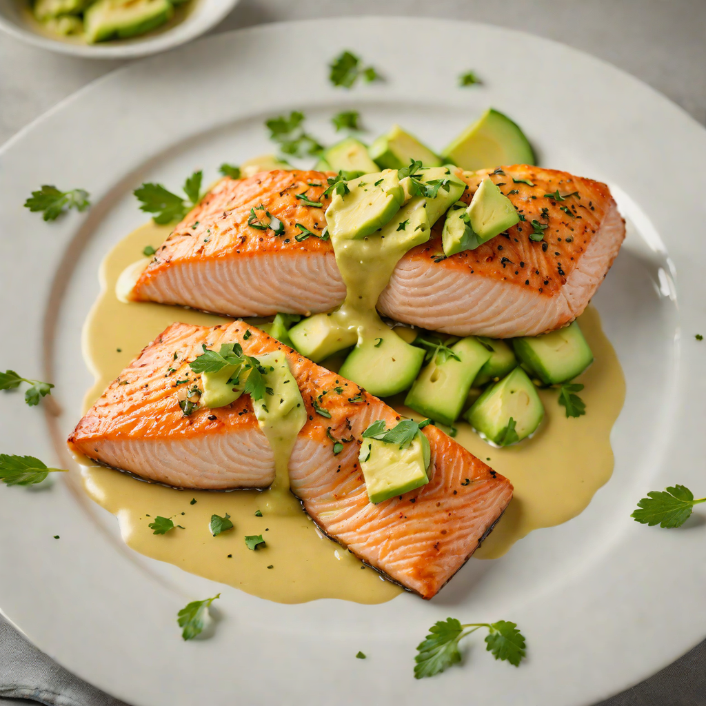 Pan-Seared Salmon with Avocado Butter Sauce