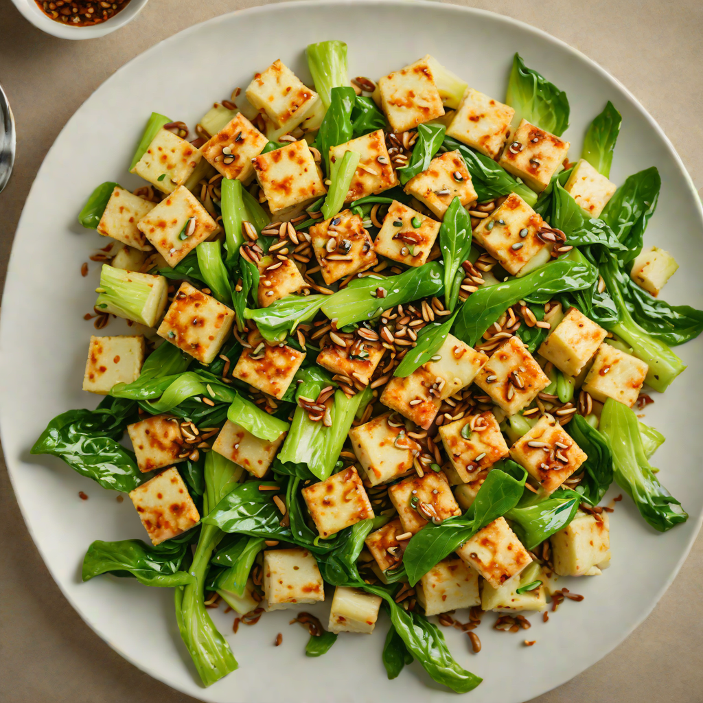 Ginger-Scallion Stir-Fried Tofu with Bok Choy