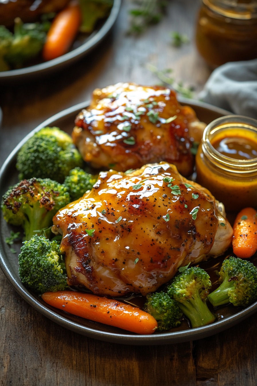 Pan-Seared Chicken with Honey-Mustard Glaze and Charred Broccoli