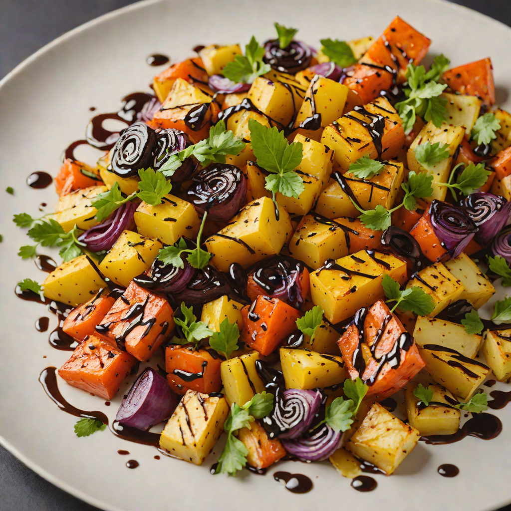 Halved Roasted Vegetable Medley with Balsamic Drizzle