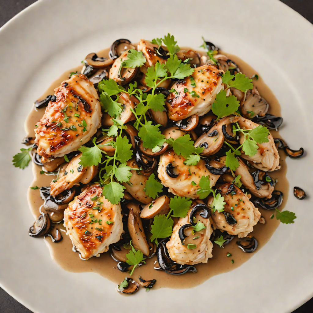 Sautéed Chicken with Smoky Mushroom and Hidden Garlic Sauce