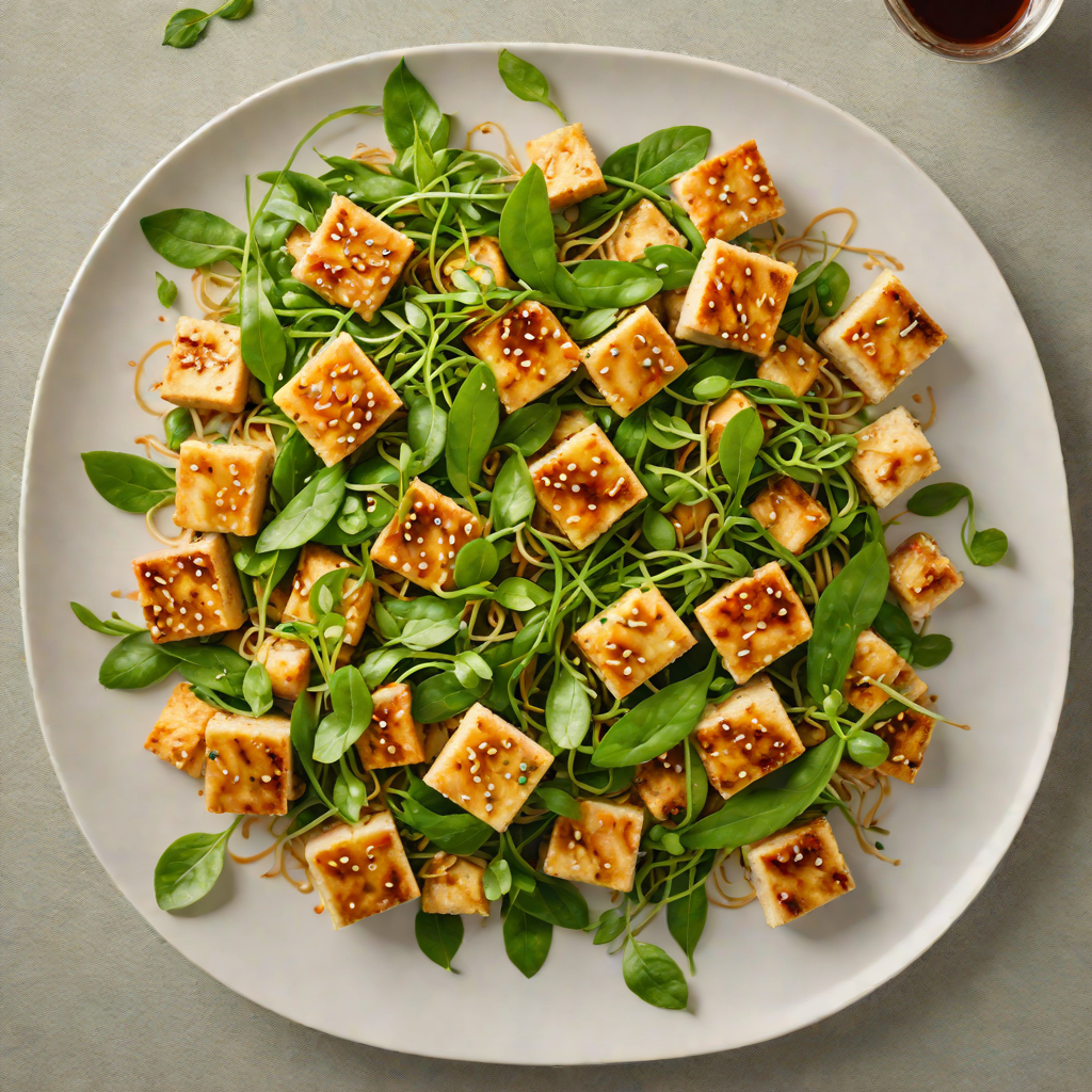 Stir-Fried Tofu with Hidden Ginger and Snow Pea Shoots