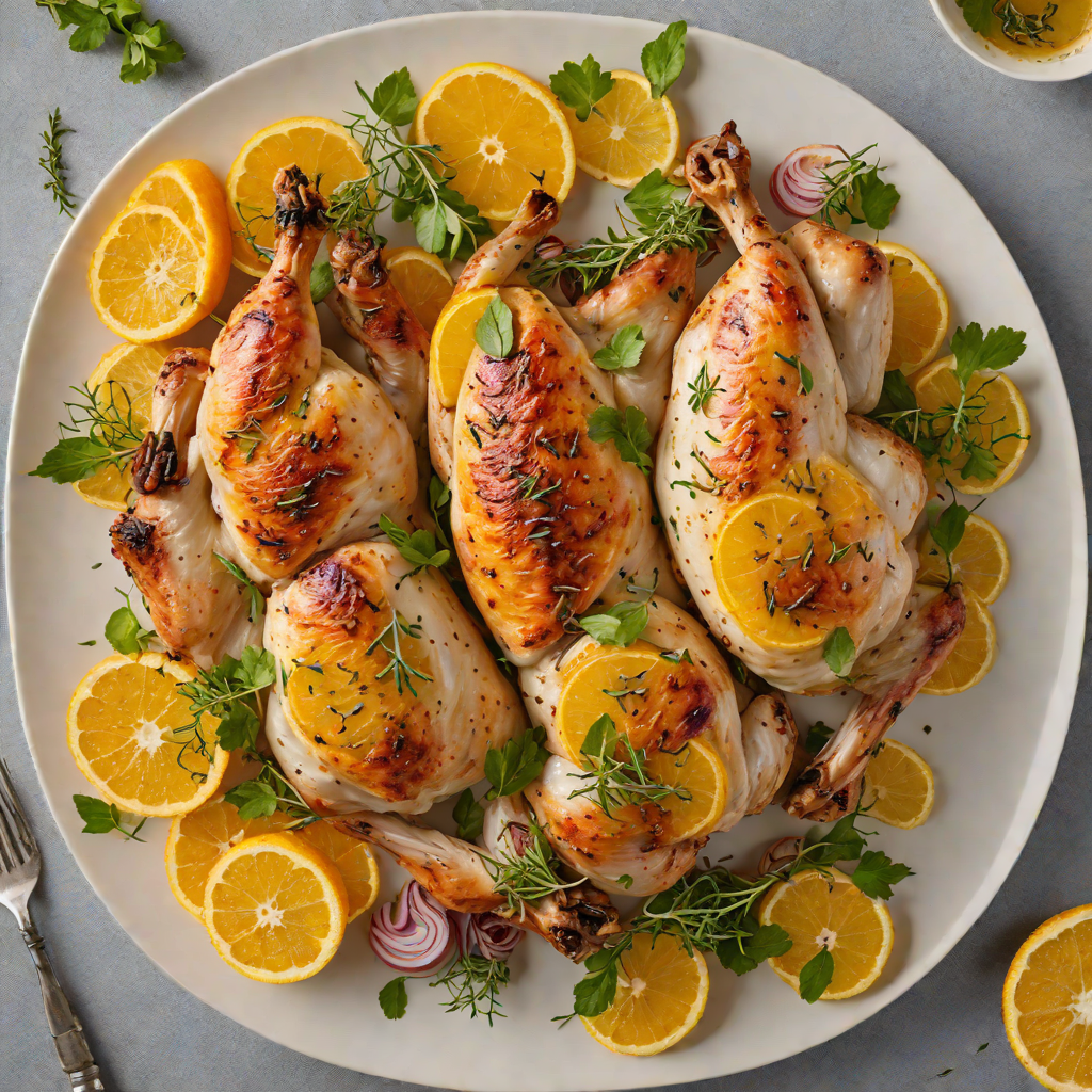 Half-and-Half Roasted Chicken with Citrus and Thyme