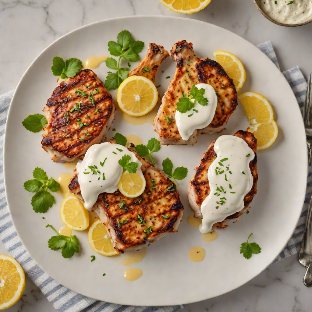 Pan-Seared Pork Chops with Tangy Yogurt and Lemon Sauce