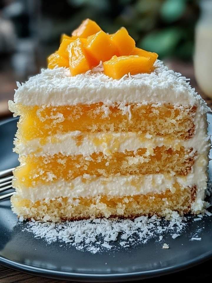 Moist Mango and Coconut Tres Leches Cake