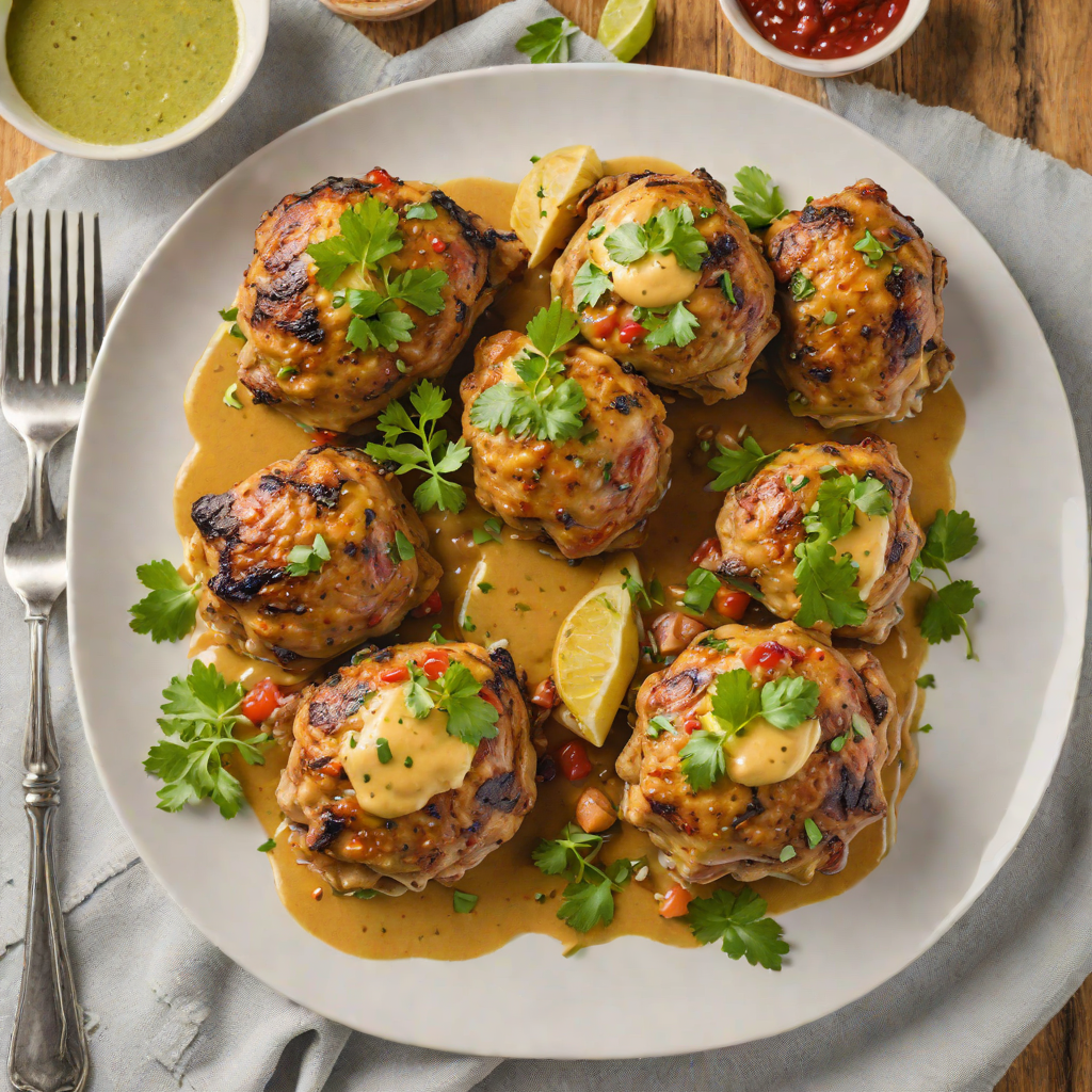Baked Mofongo-Stuffed Chicken Thighs with Garlic Herb Sauce