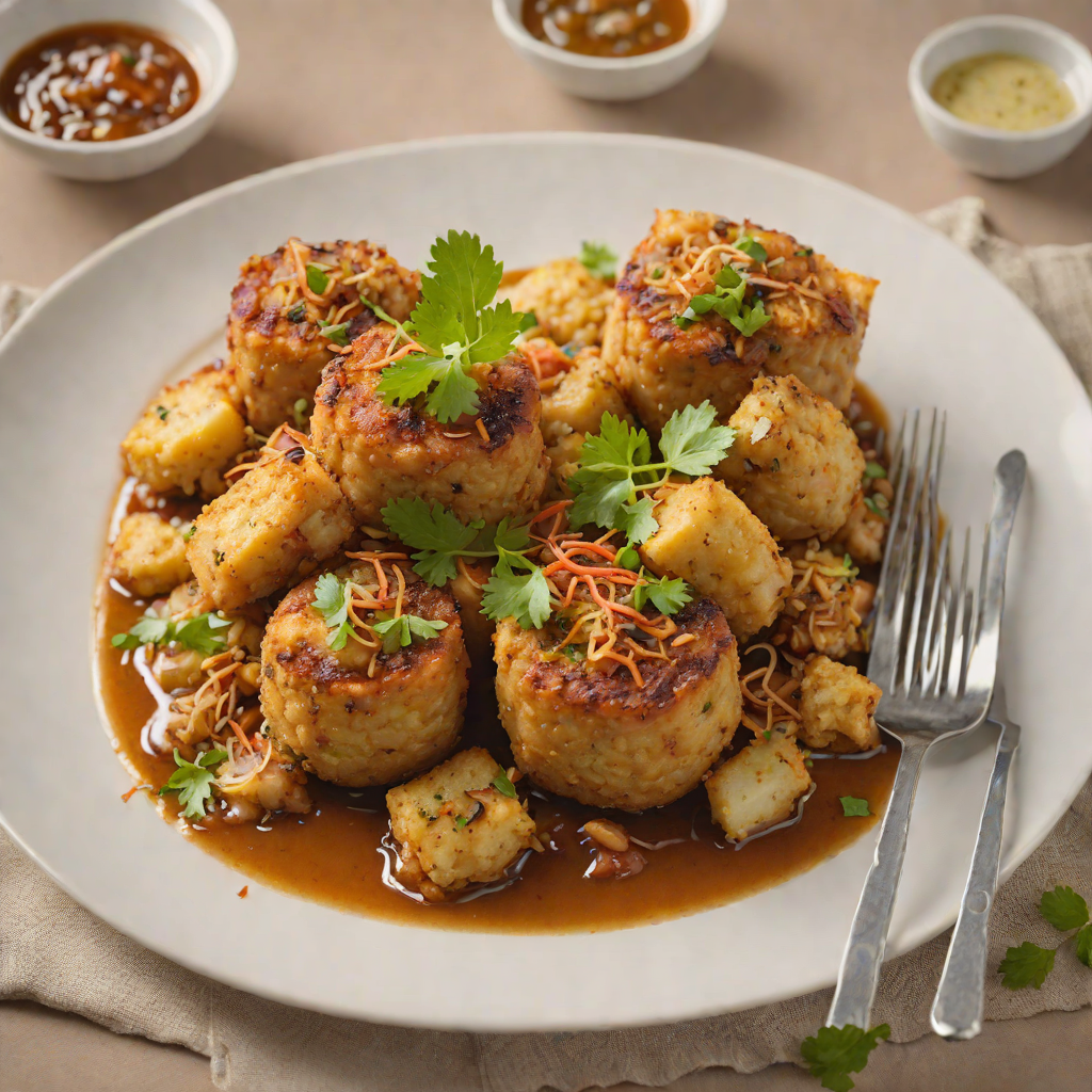 Pan-Fried Mofongo with Garlic and Chicharrón