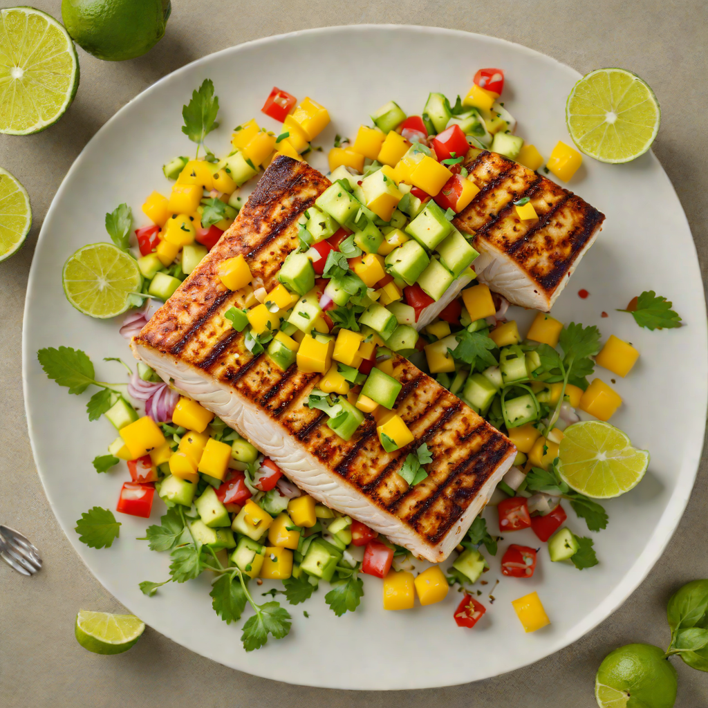 Grilled Mahi-Mahi with Mango Avocado Salsa and Lime Vinaigrette