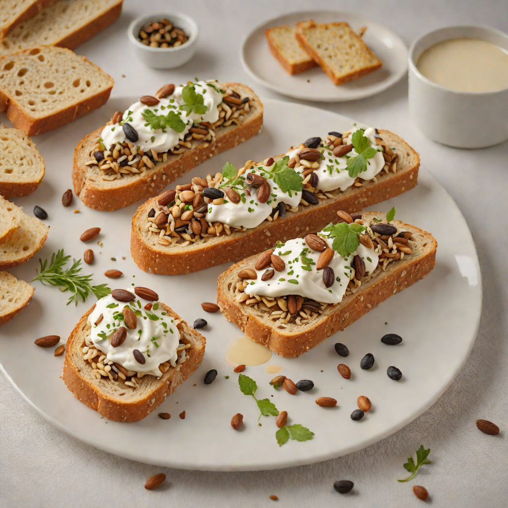 Rustic Spanish Bread Sandwich with Roasted Mixed Seeds and Coconut Yogurt Spread