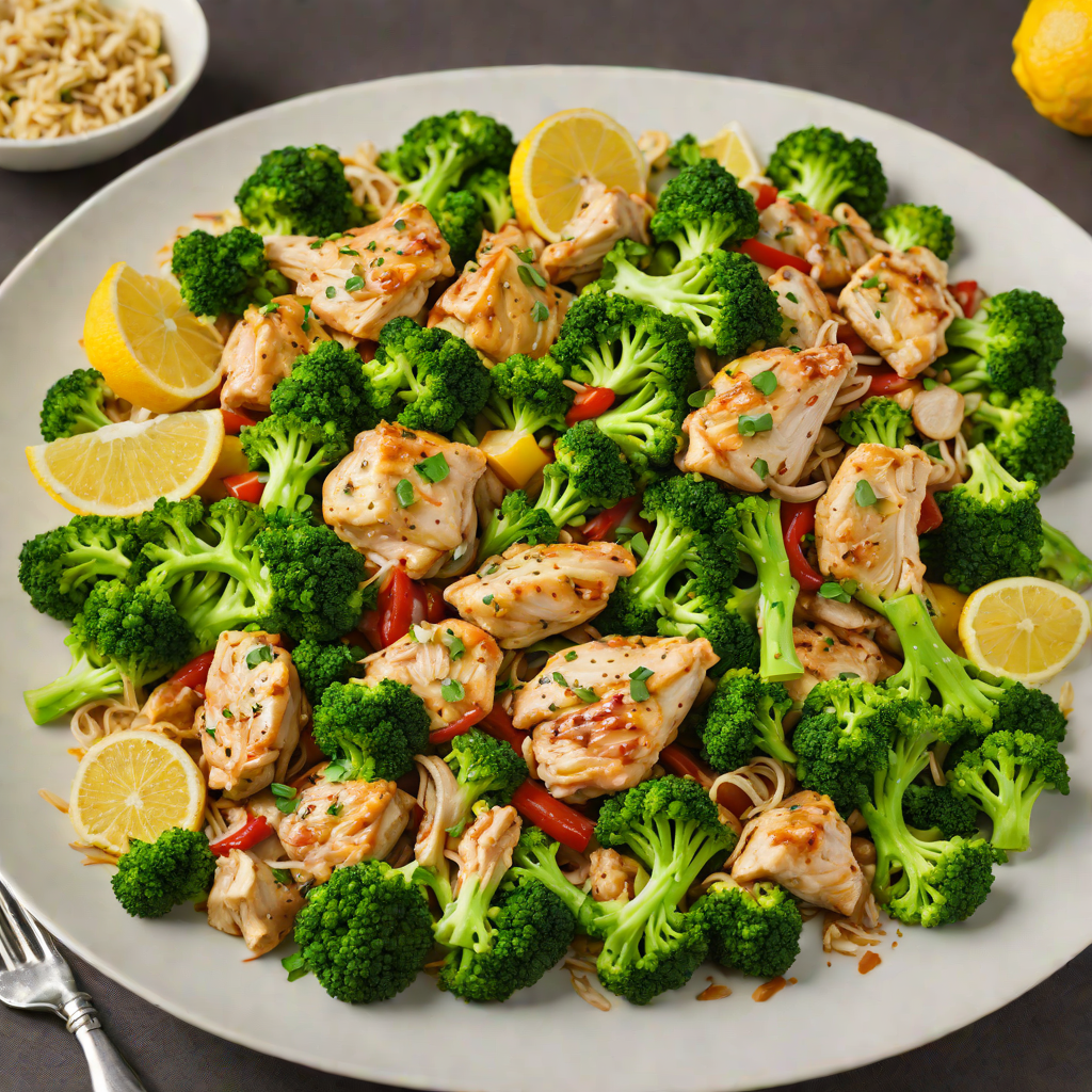 Low-Fat Lemon-Garlic Chicken Stir Fry with Broccoli