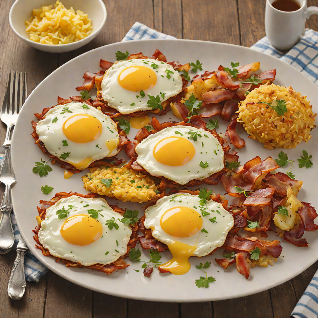 Skillet Bacon and Hash Brown Breakfast with Sunny-Side Eggs