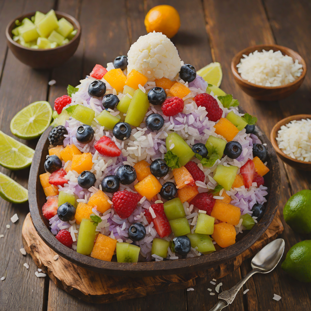 Halo-Halo Inspired Mixed Fruit Shaved Ice with Sweetened Beans and Coconut