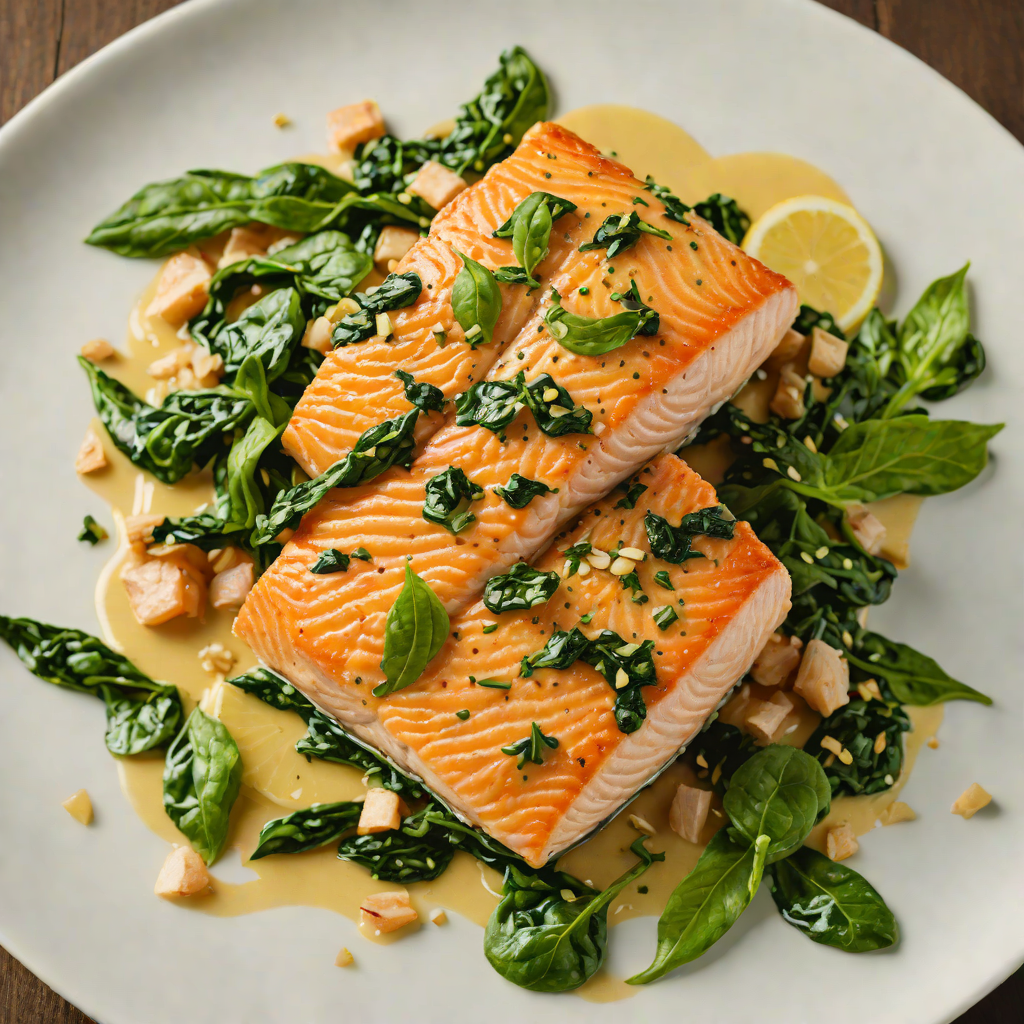 Pan-Seared Salmon with Spinach and Garlic Butter Sauce