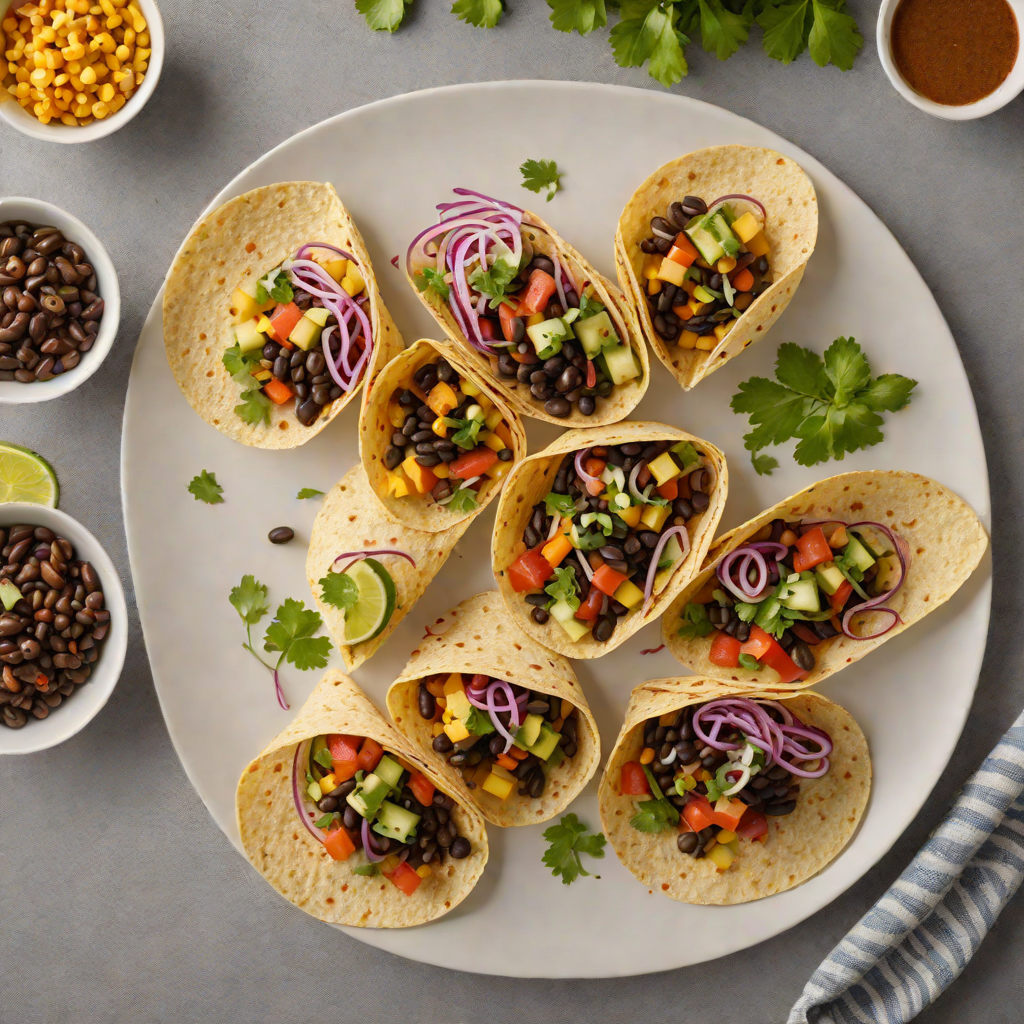 Corn Tortilla Wraps with Refried Black Beans and Pickled Vegetables