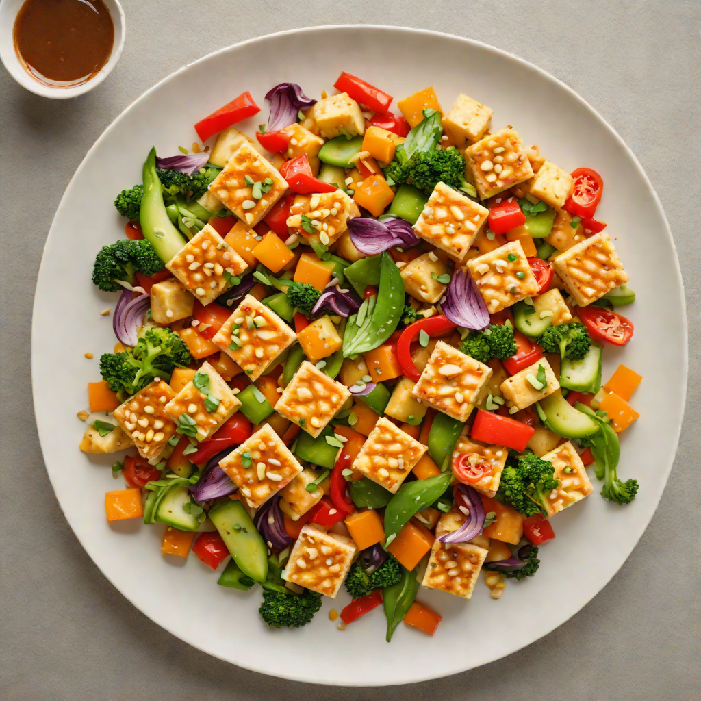 Stir-Fried Tofu with Colorful Vegetables and Garlic Sauce