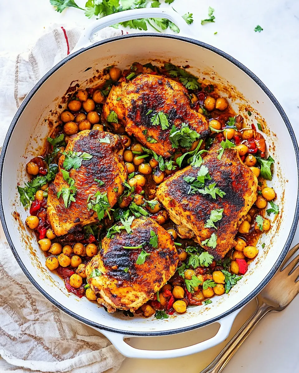 Pan-Seared Chicken with Chickpeas and Harissa