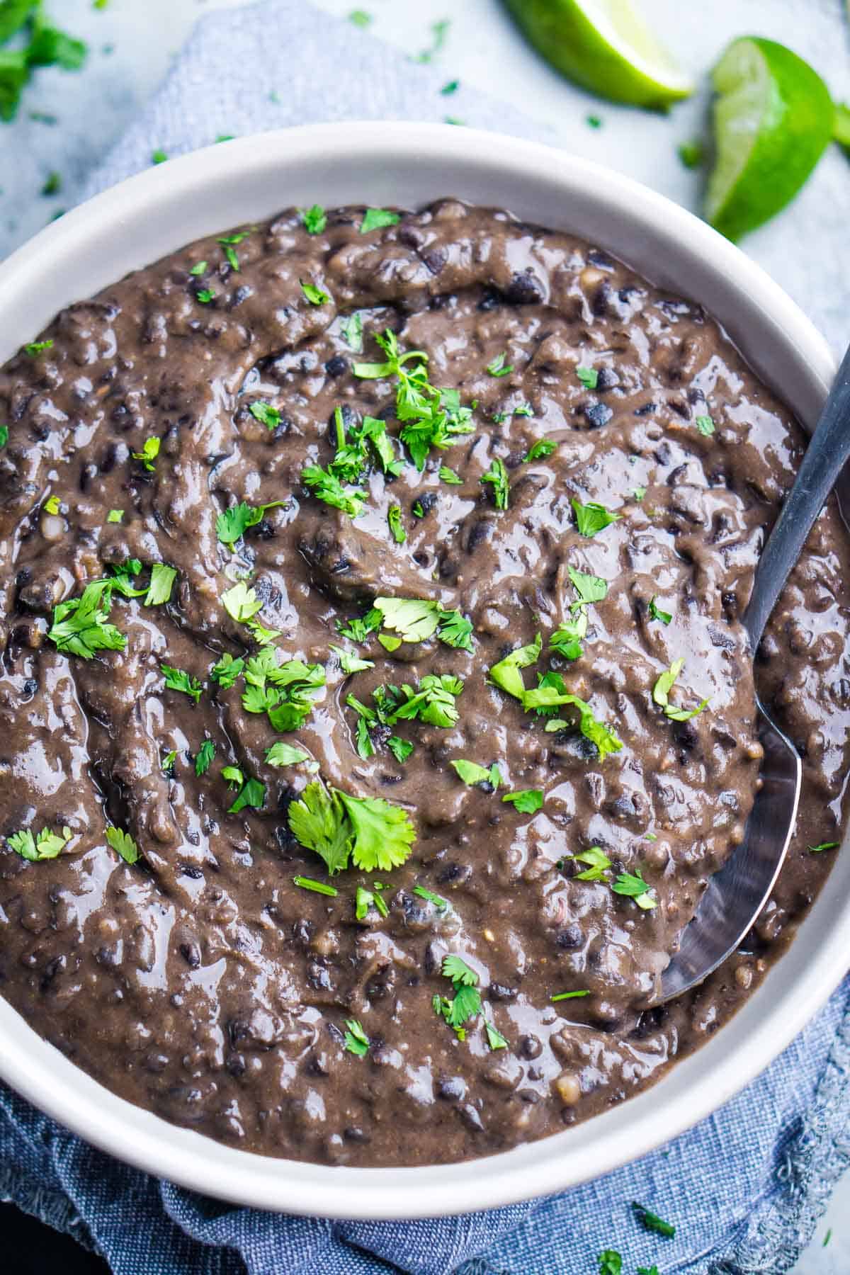 Refried Guatemalan Black Beans with Toasted Garlic