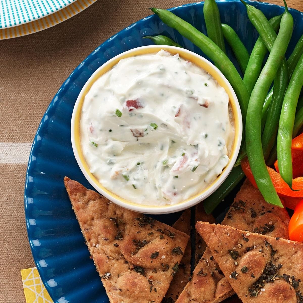 Cashew Chive Dip with Warm Pita Bread