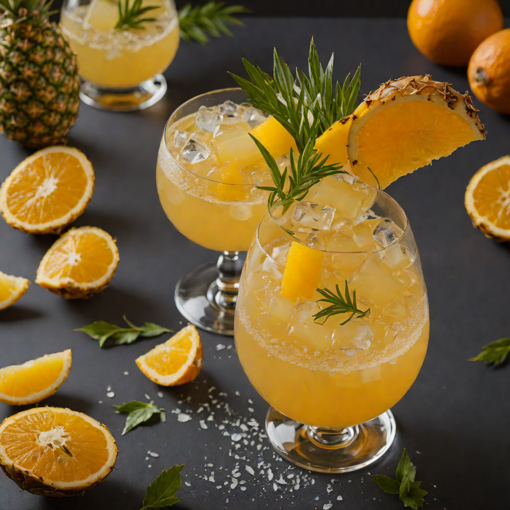 Ginger Pineapple Mezcal Punch with Orange and Grand Marnier