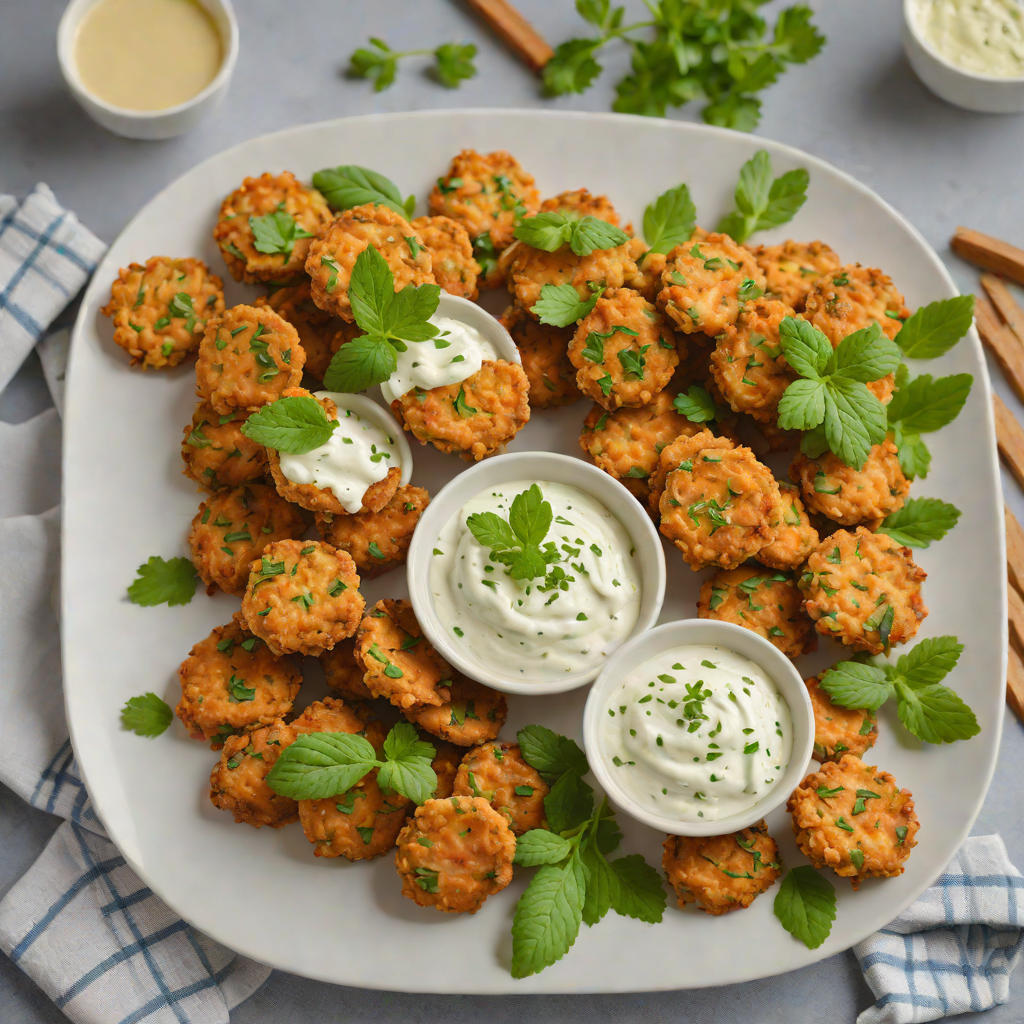 Carrot and Zucchini Vegetable Nuggets with Herb Yogurt Dip