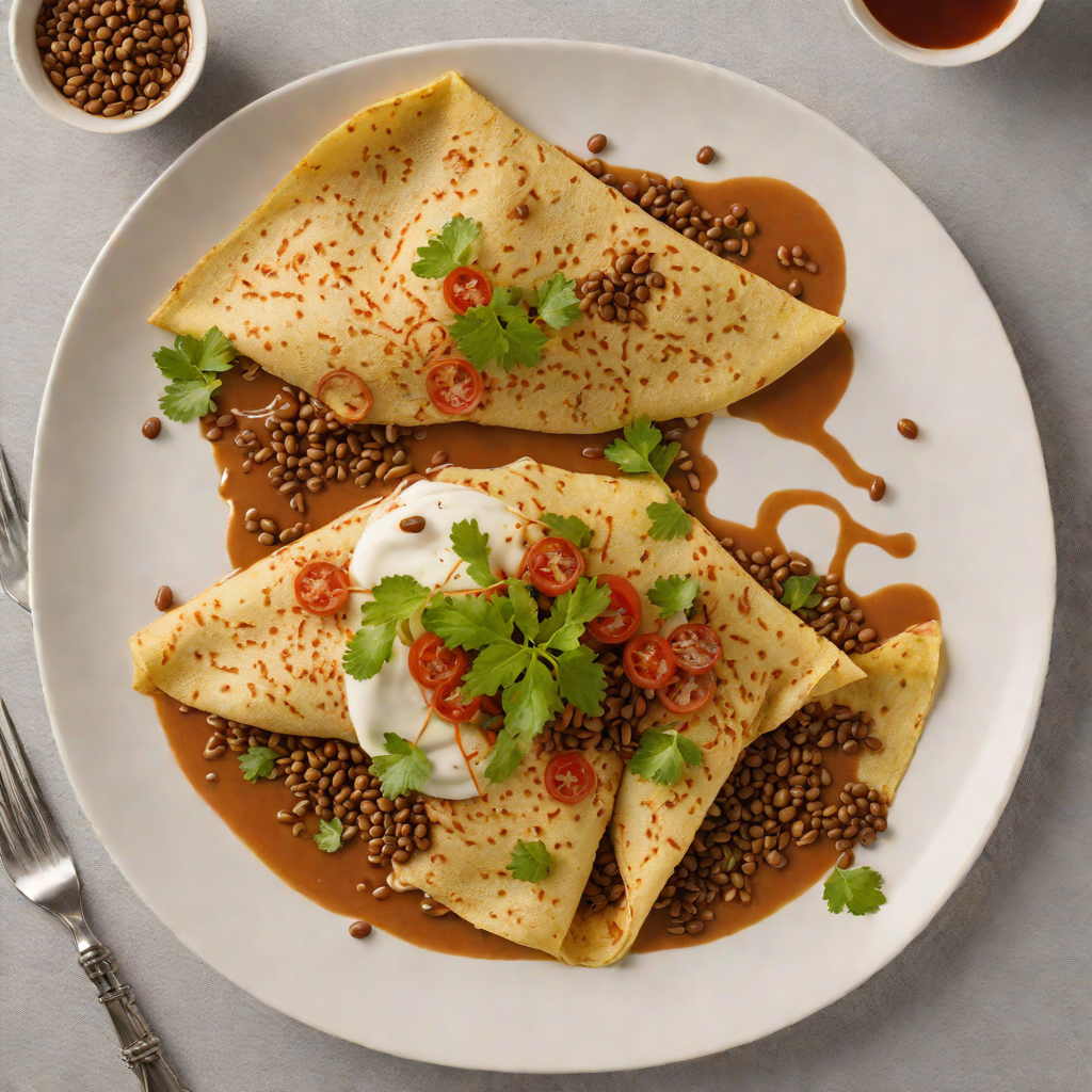 Injera Crêpe with Spiced Lentil Stew and Mitmita Drizzle