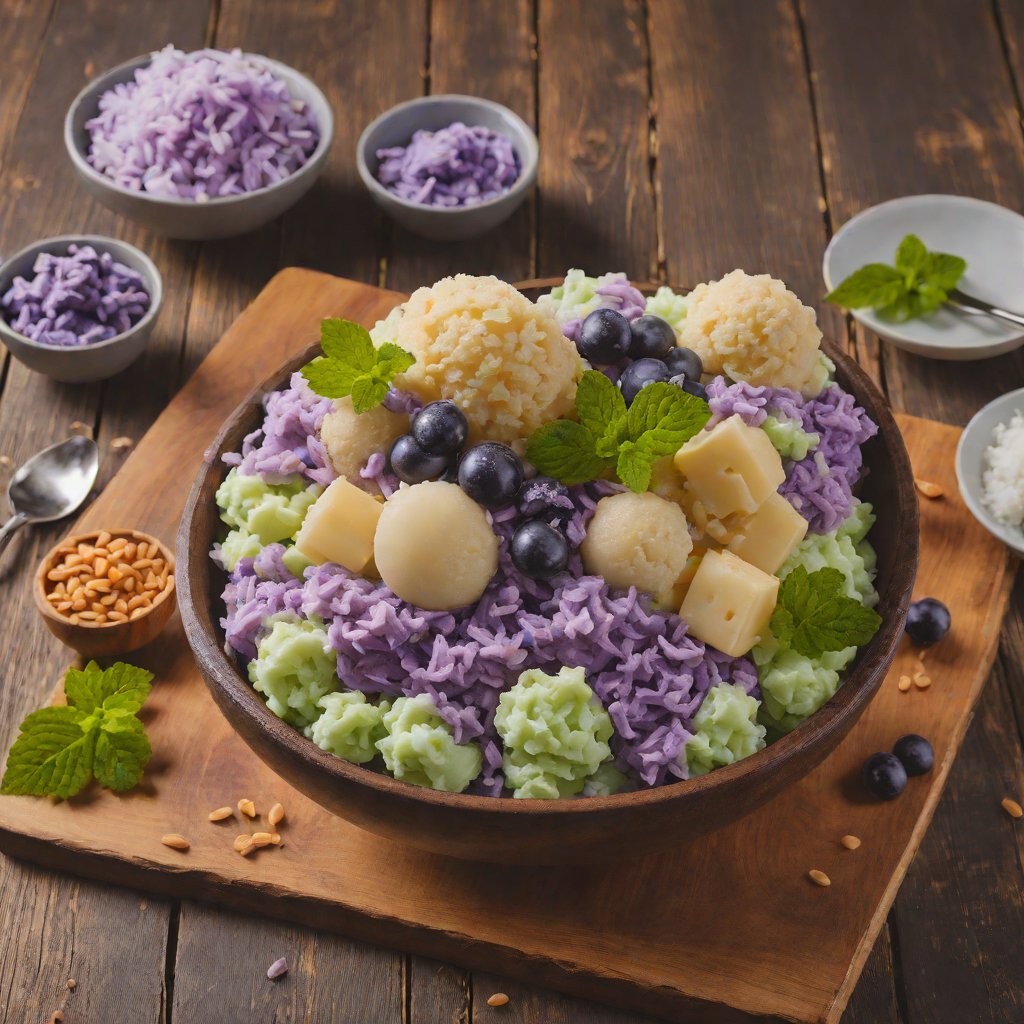 Halo-Halo Inspired Shaved Ice with Sweetened Beans and Ube Ice Cream