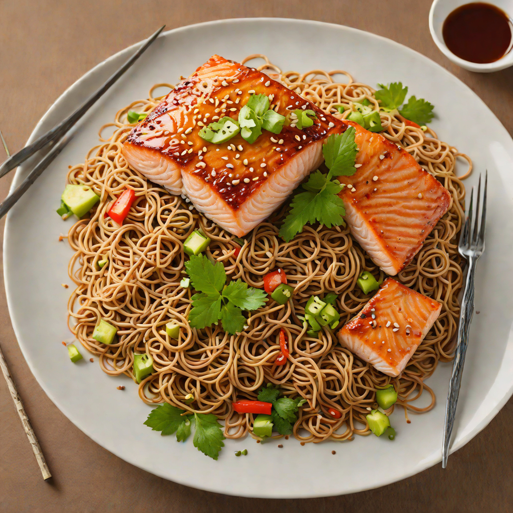 Spicy Miso-Glazed Salmon with Sesame Soba Noodles