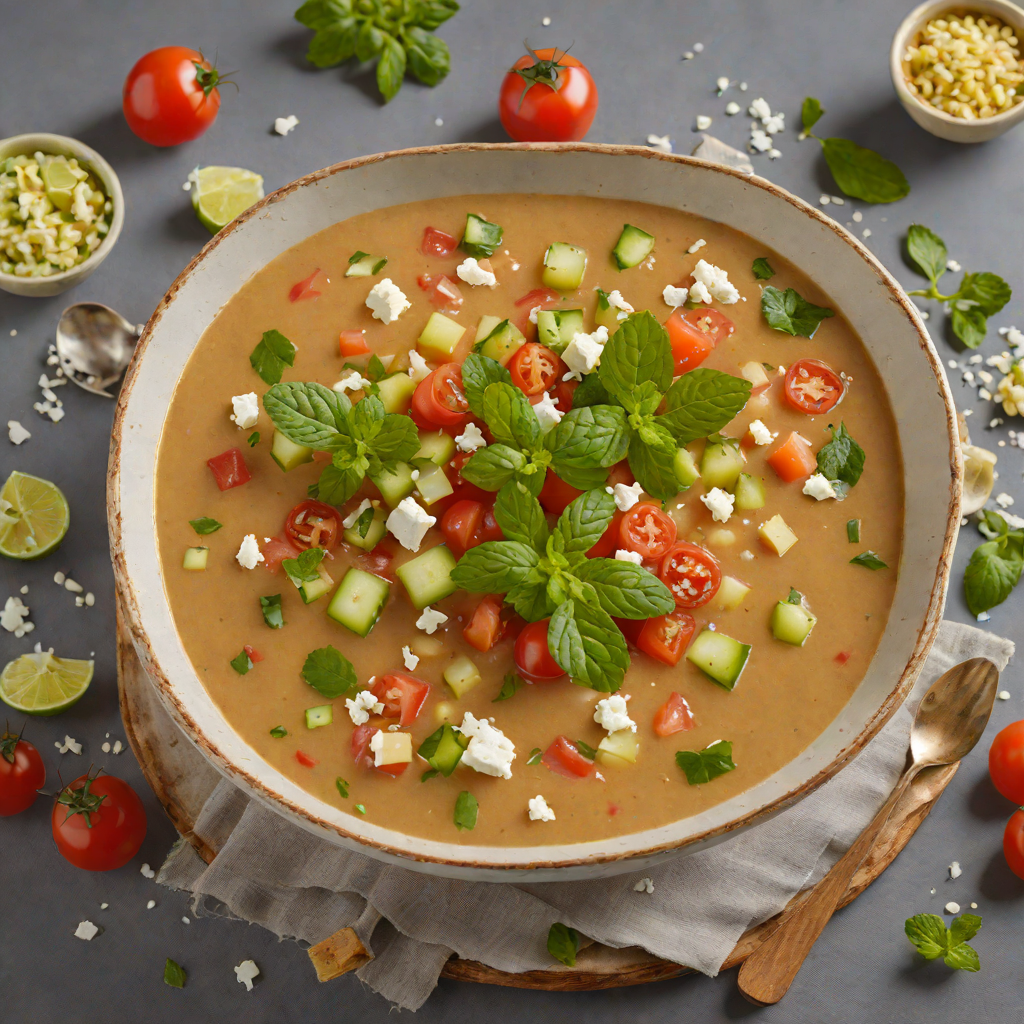 Cold Cucumber and Tomato Gazpacho with Mint and Feta
