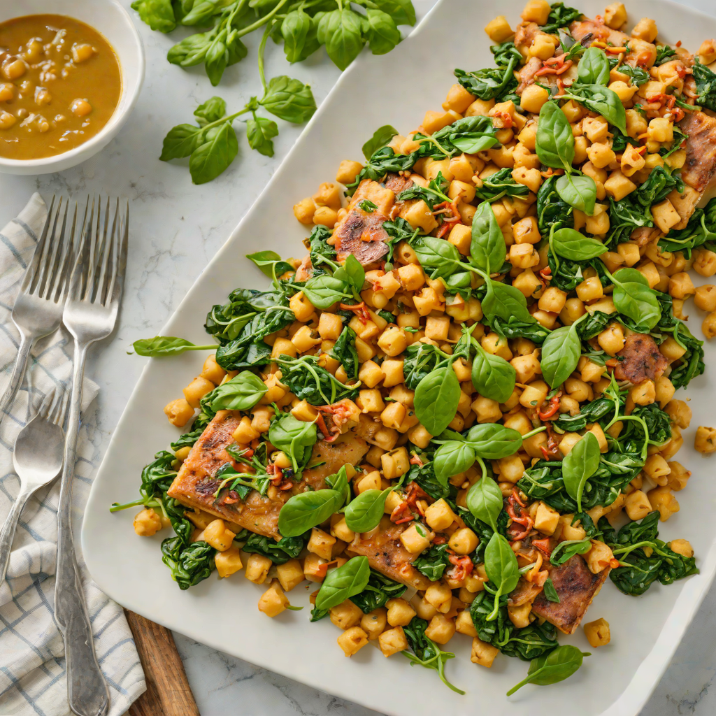 Chickpea and Spinach Sheet Pan Roast