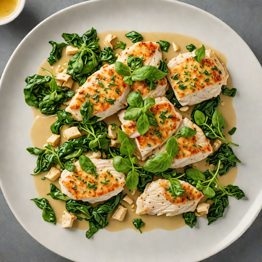 Sautéed Chicken Breast with Garlic and Spinach in Lemon Butter Sauce