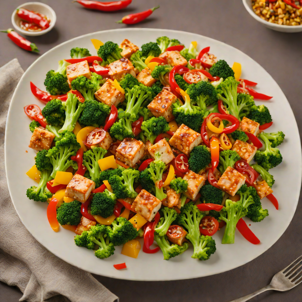 High-Protein Spicy Tofu Stir Fry with Broccoli and Bell Peppers