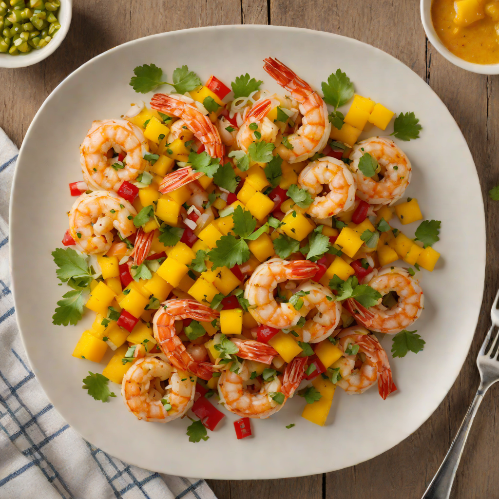 Sautéed Garlic-Ginger Shrimp with Spicy Mango Salsa