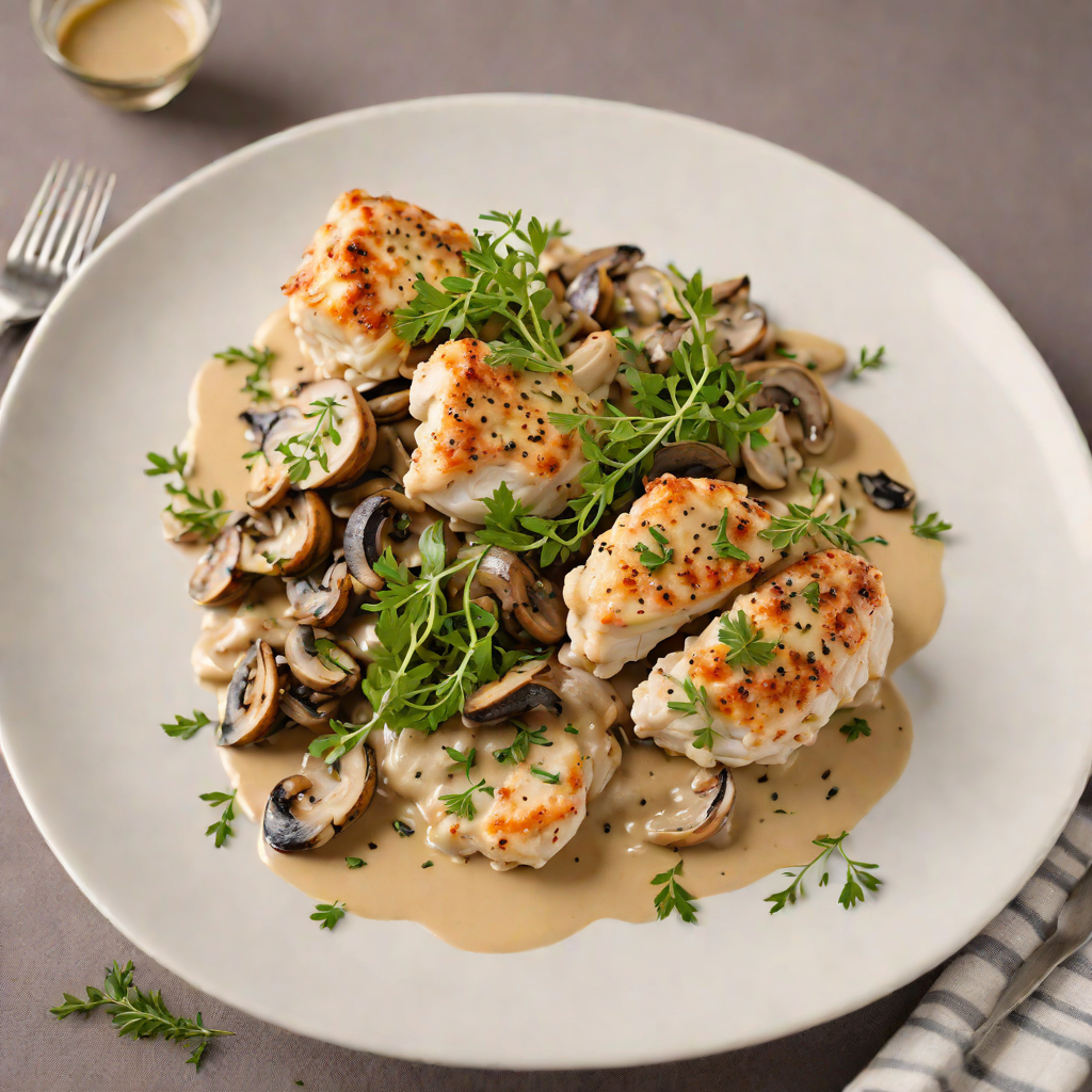 Sautéed Chicken with Creamy Mushroom and Thyme Sauce