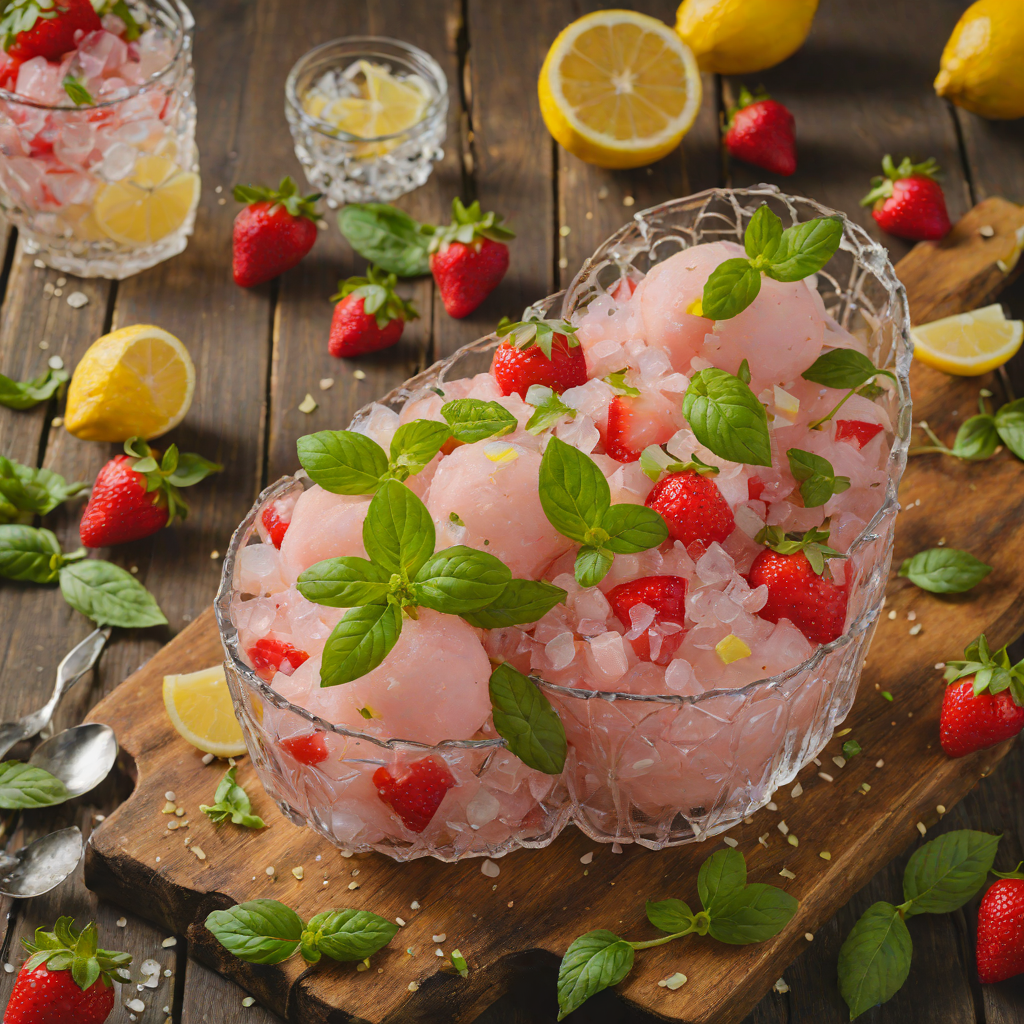 Strawberry Basil Water Ice with Lemon Zest