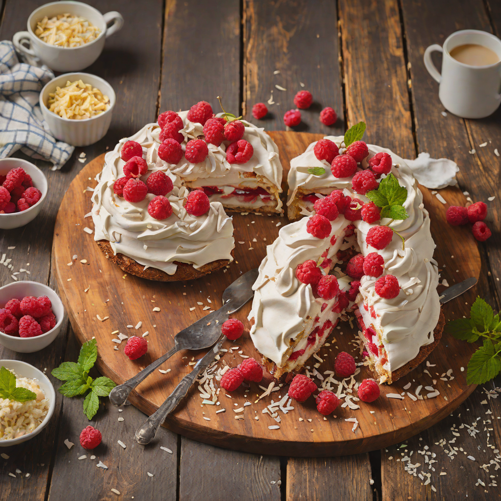 Lamington-Style Pavlova with Raspberry and Coconut Cream