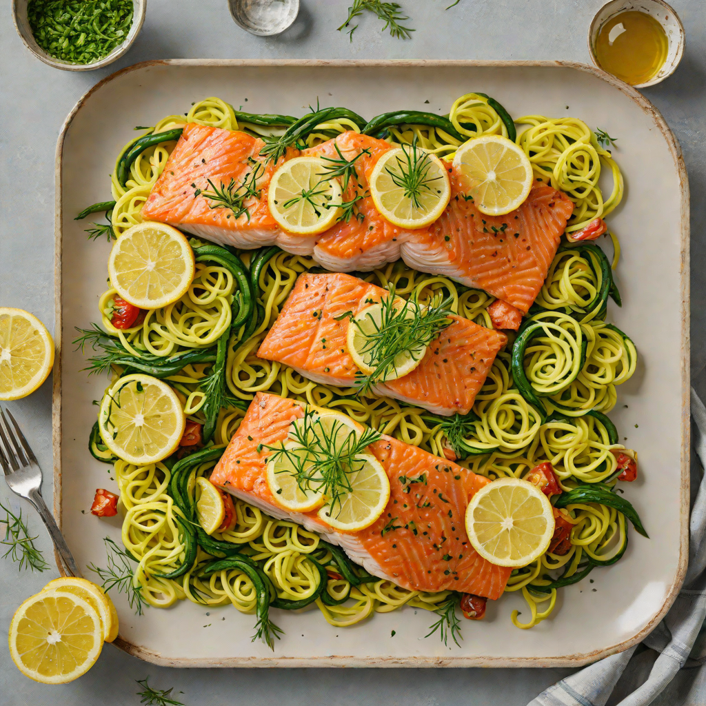 Sheet-Pan Salmon with Lemon-Dill Zucchini Noodles