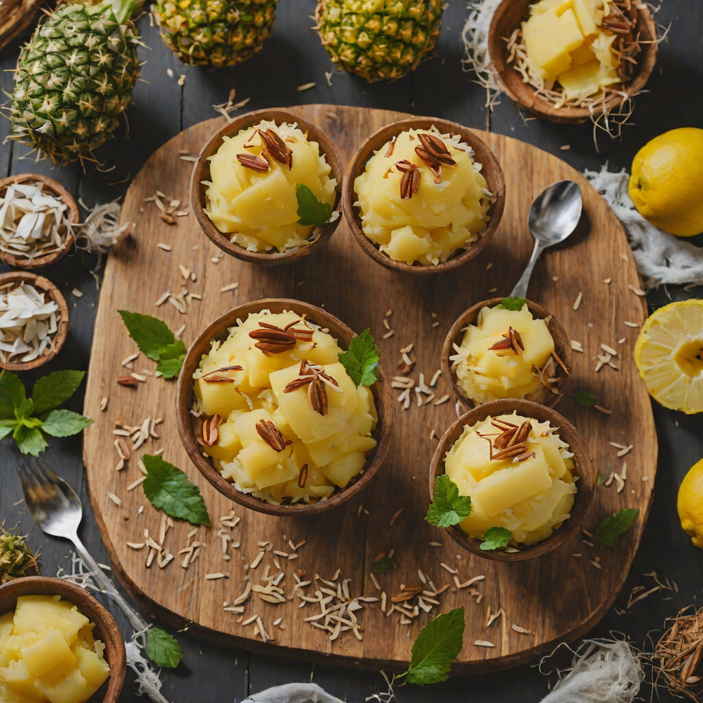 Rum-Spiced Pineapple Sorbet with Toasted Coconut