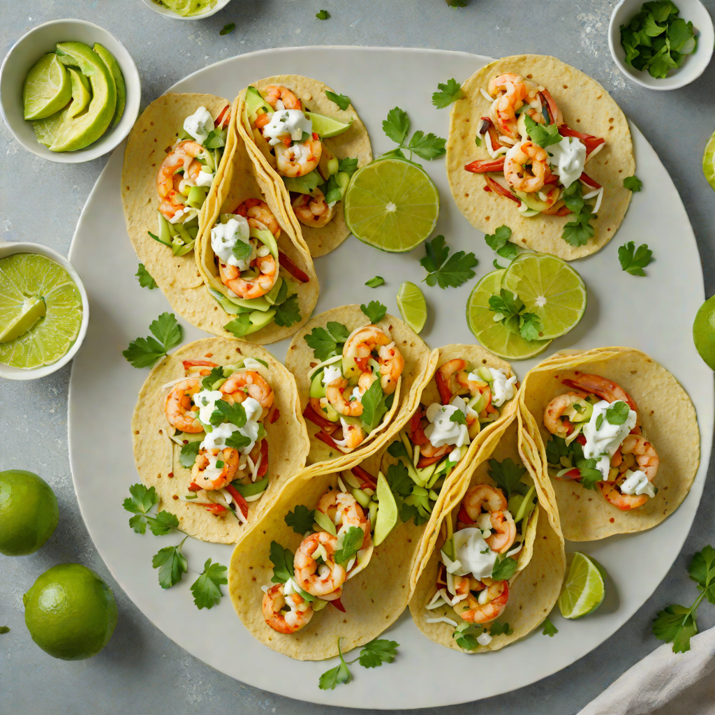 Lime-Cilantro Shrimp Tacos with Avocado Crema