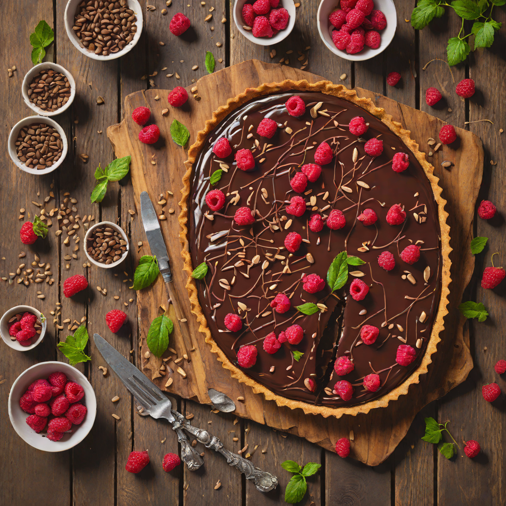 No-Bake Chocolate Hazelnut Tart with Raspberry Glaze