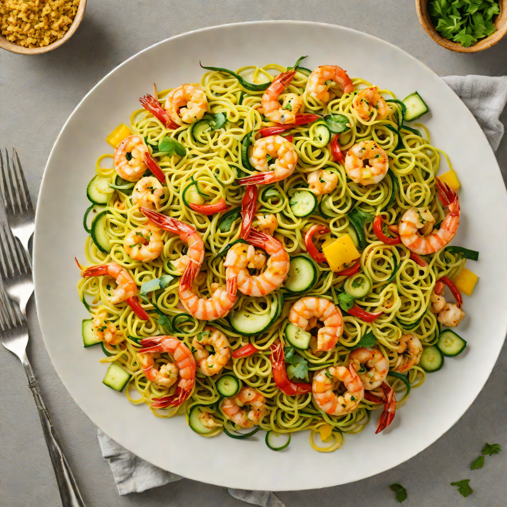 Zucchini Noodle Stir-Fry with Ginger Turmeric Shrimp