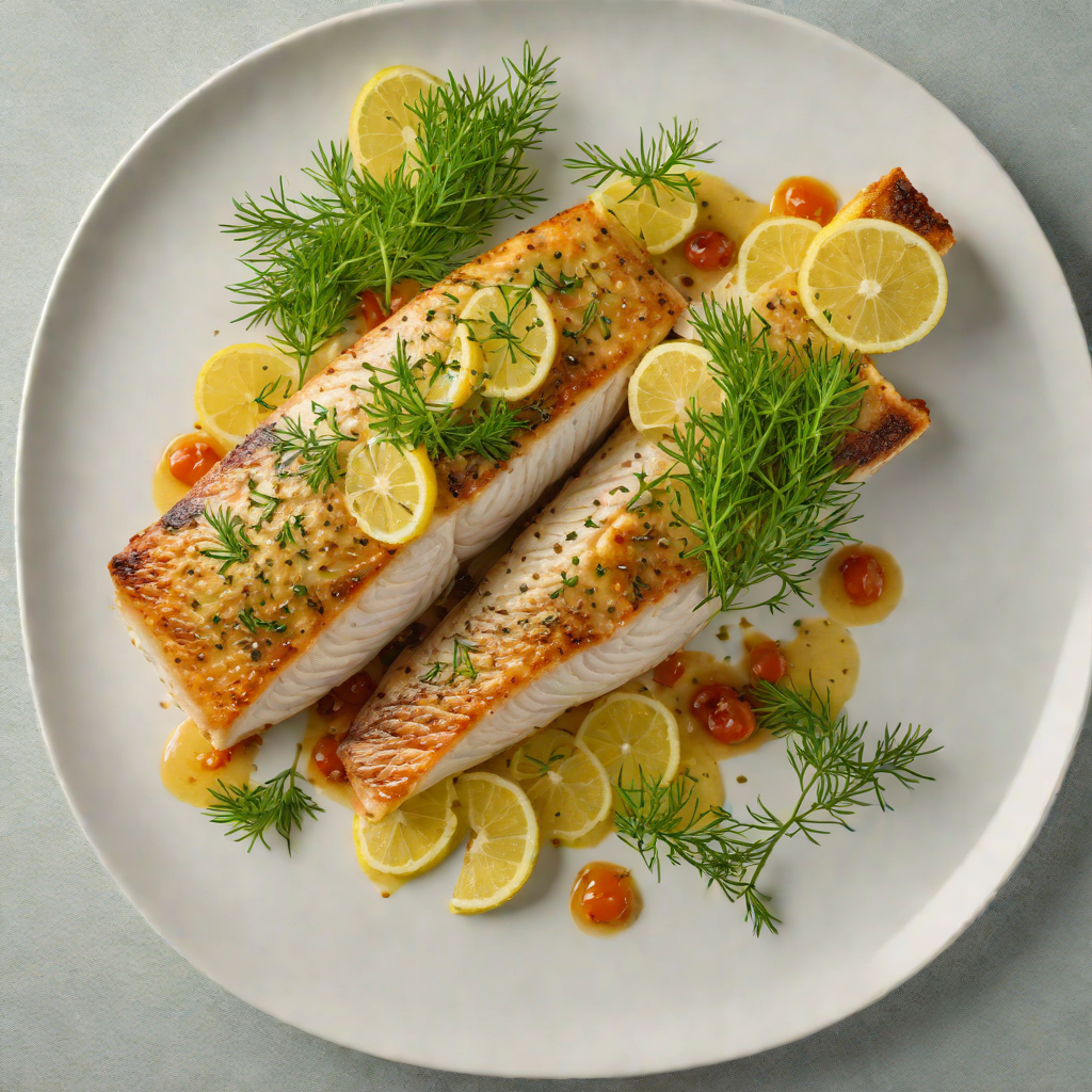 Barramundi Fillets Pan-Seared with Finger Lime and Dill Sauce