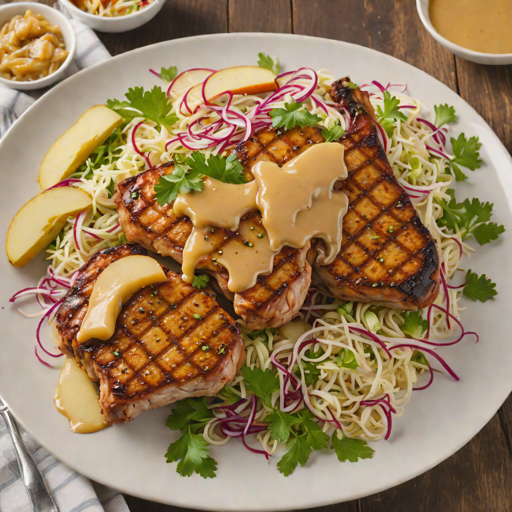 Honey-Mustard Glazed Pork Chops with Apple Slaw