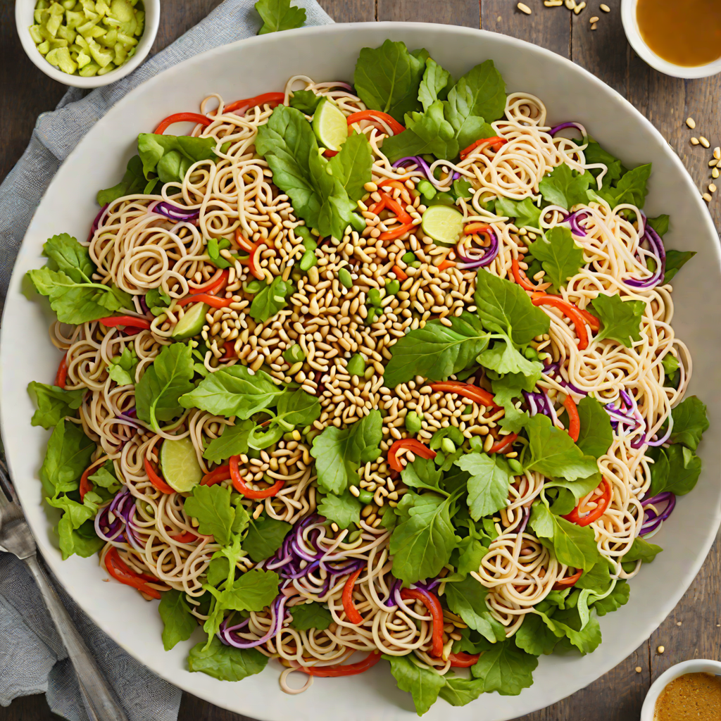 Sesame-Ginger Asian Fusion Noodle Salad with Peanut Dressing