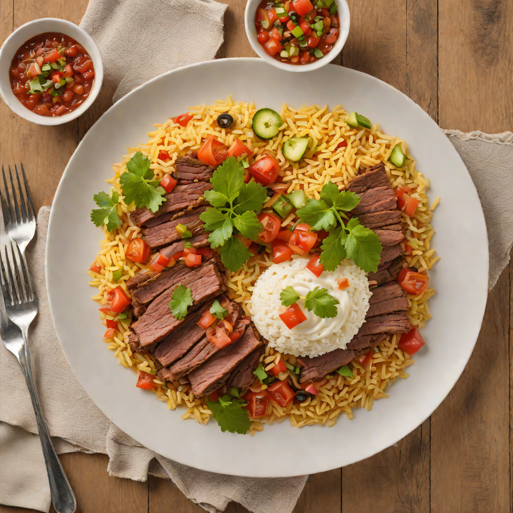 Silpancho Layered Beef and Rice Plate with Tomato Salsa