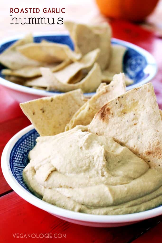 Authentic Vegan Mediterranean Hummus with Roasted Garlic